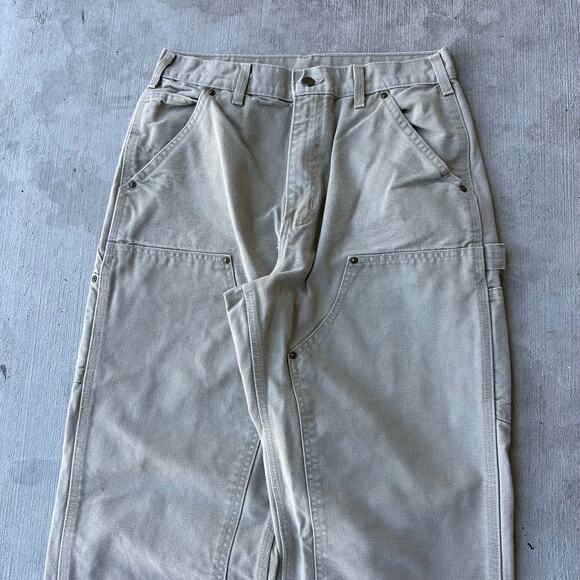 Vintage Y2K Carhartt TAN brown double knee work wear carpenter pants - Picture 2 of 7